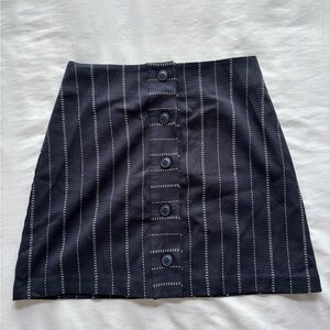 Mango Black Mini Skirt with White Stitching